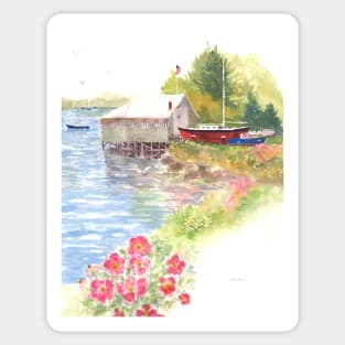 Boat House near Damrascotta Maine Sticker